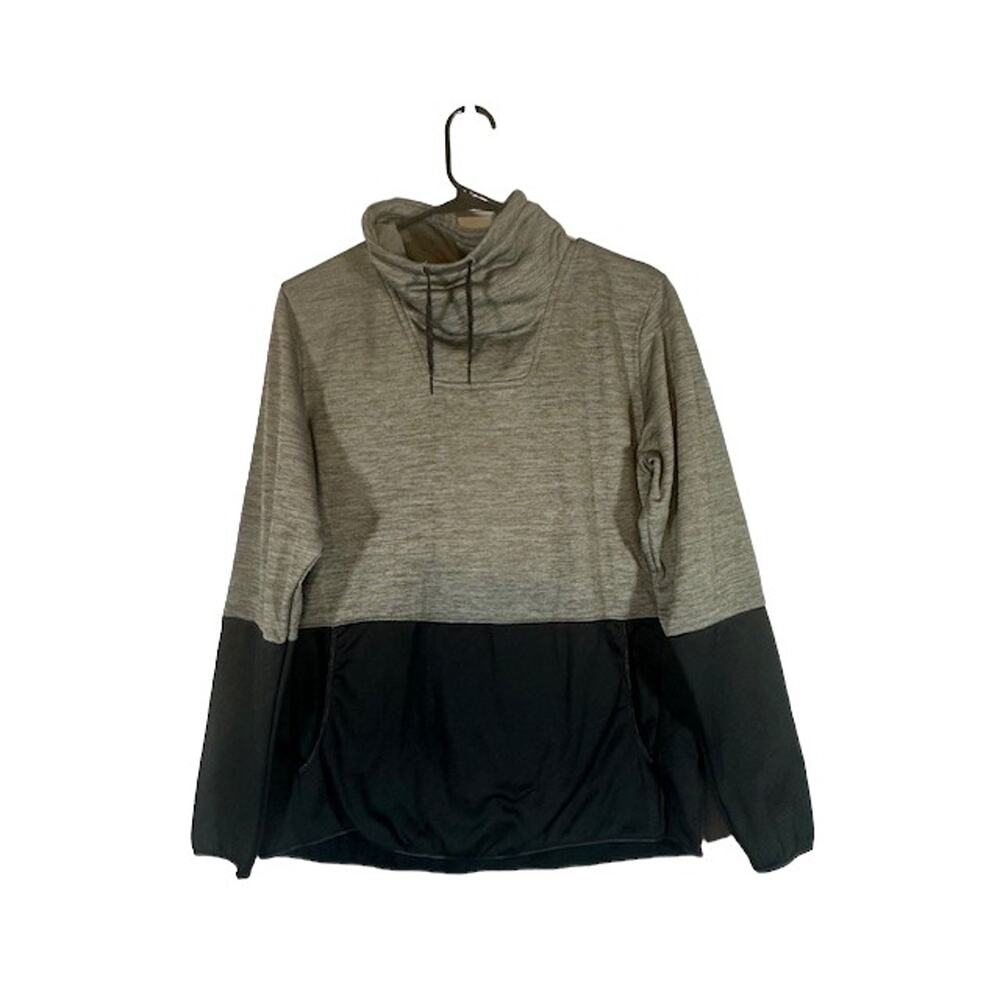 Columbia Gray Black Two-Tone Long Sleeve Cowl Neck Pullover Sweatshirt Men Sz L
